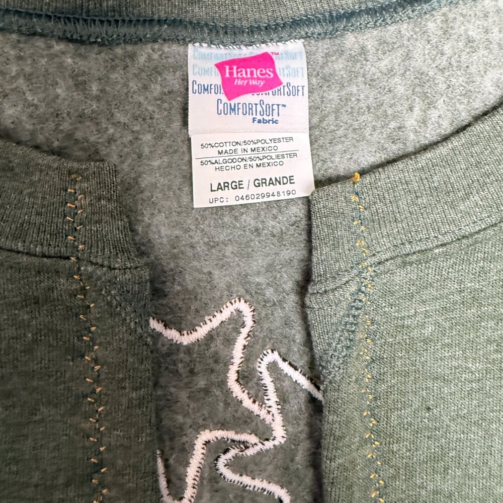 Hanes Women's Handmade Heather Green Americana Open‎ Cardigan, Size L - Picture 8 of 9
